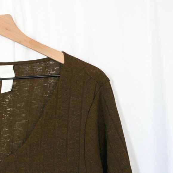 H&M Lightweight Olive Green Button Front Cardigan 3/4 Sleeve Small - Picture 2 of 6